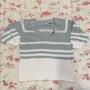 Reitmans V-Neck Sweater - Blue and White